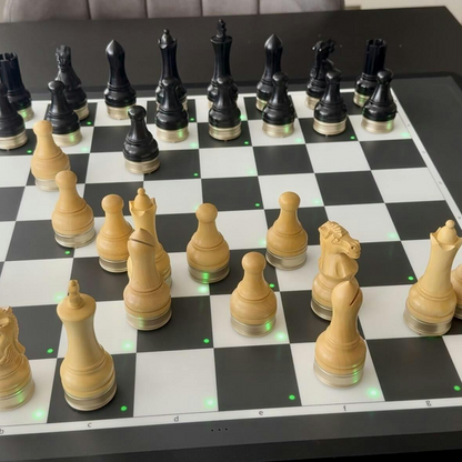 Advanced robotic chessboard with wooden chess pieces