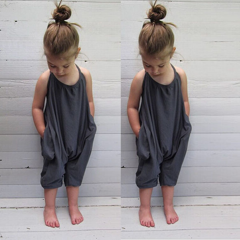 Girls' Soft Casual Backless Jumpsuit